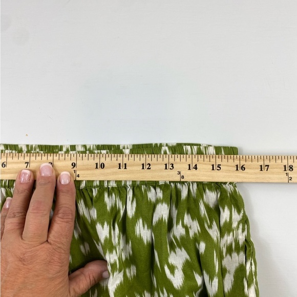 Antthony HSN Green White Ikat Print‎ 100% Cotton Tiered Skirt w/Pockets Sz L - Picture 9 of 13